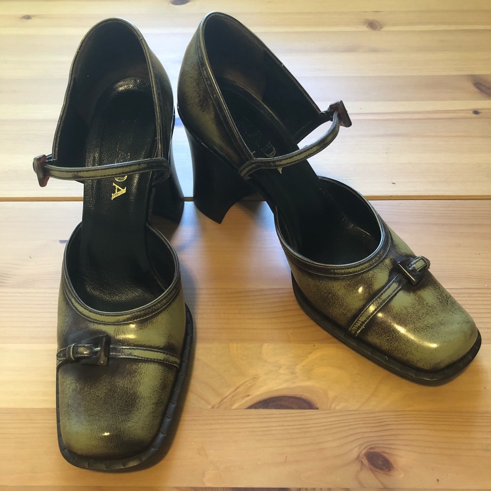 SOLD!!!! Vintage Prada Buckle Pump Heel Clogs